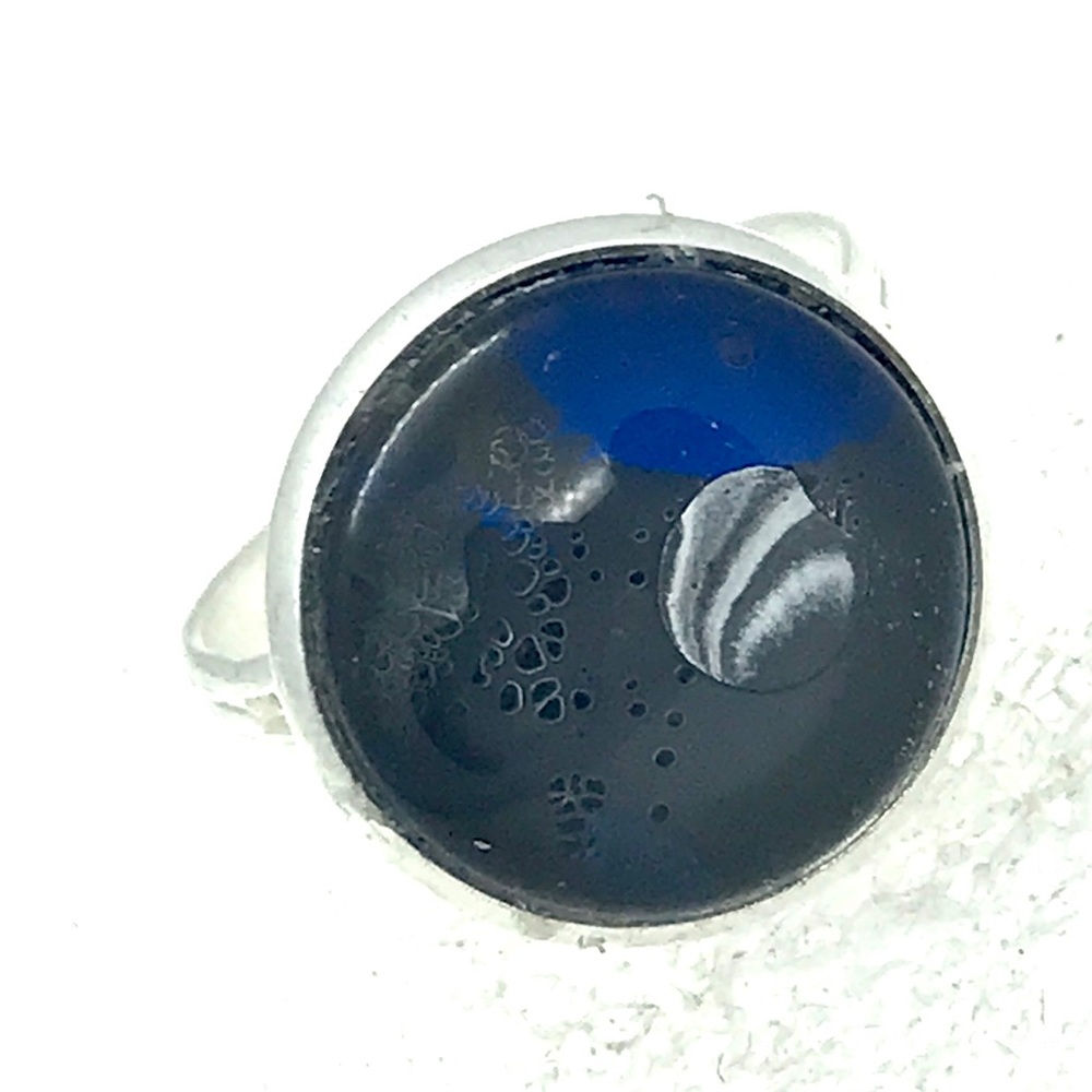 Handmade 14mm hand painted dome ring adjustable NSR